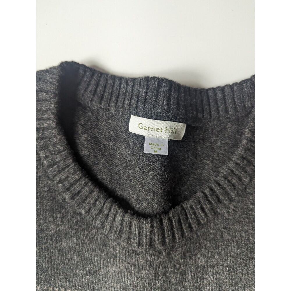 Garnet Hill Sz Medium 100% Extra fine Merino Wool Gray Crew Neck Fair Isle... - Picture 3 of 8